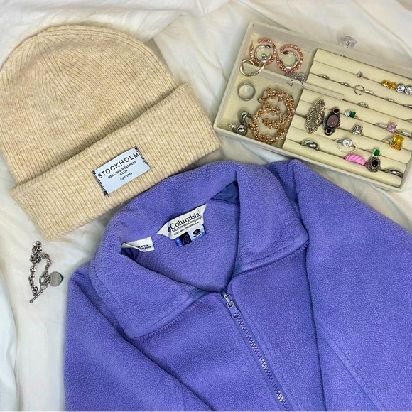 Columbia Jackets & Blazers - Vintage Y2K Columbia Retro Purple Women’s Full Zip Fleece Drawstring Jacket